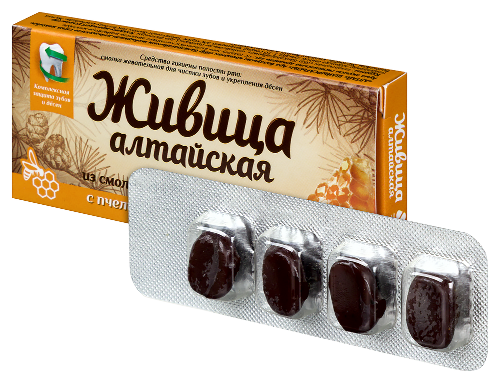 Живица алтайская смолка жевательная из смолы лиственницы 4 шт./с пчелиным воском