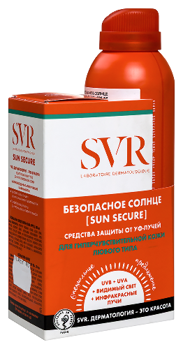 Svr sun secure набор/крем-мусс с эффектом фотошопа spf50+ 50 мл+спрей-вуаль безопасное солнце spf50 200 мл/
