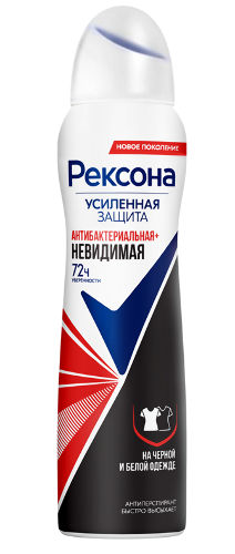 Рексона антиперс-аэрозоль антибактериальная и невидимая на черном и белом 150 мл