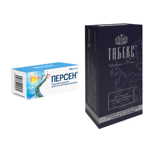 Набор Табекс №100 для облегчения отказа от курения + Персен №60 со скидкой