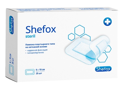 Shefox повязка пластырного типа размер 6х10 см 25 шт.