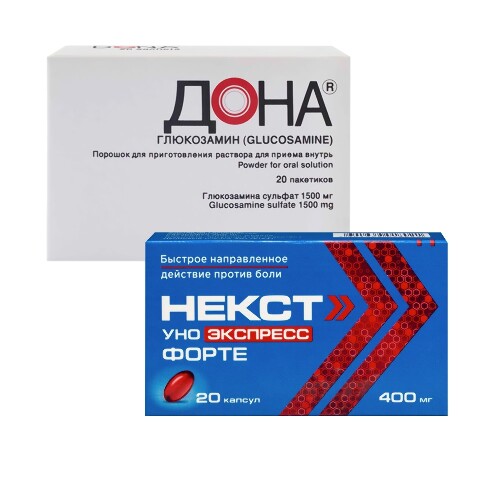 Набор для суставов: Дона порошок® 20 шт. + Некст Уно Экспресс Форте капс. 20 шт. со скидкой!