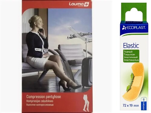 Набор LAUMA КОЛГОТКИ МЕД КОМПРЕССИОННЫЕ ЦЕЛЬНЫЕ С УТОЛЩЕННЫМИ МЫСКОМ И ПЯТКОЙ/1 КЛАСС/РАЗМЕР 2K/ЧЕРНЫЙ + ECOPLAST НАБОР ПЛАСТЫРЕ