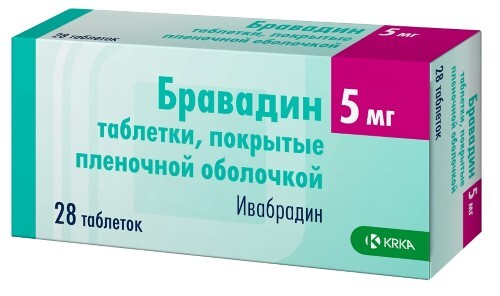 Бравадин 5 мг 28 шт. таблетки, покрытые пленочной оболочкой