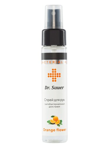 Купить Dr sauer спрей для рук с антибактериальным действием orange flower 60 мл/ 75% спирт цена