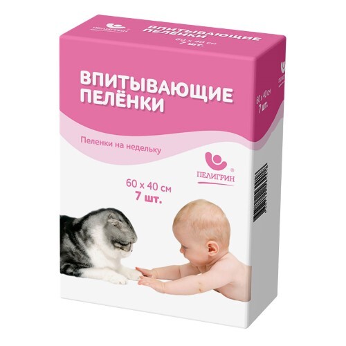 Пелигрин classic пеленки впитывающие одноразовые 40х60 7 шт.