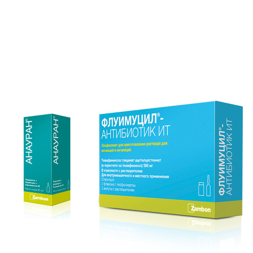 Набор Флуимуцил-Антибиотик  и Анауран 25мл ушные капли со скидкой