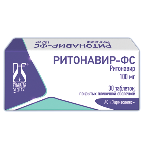 Ритонавир-фс 100 мг 30 шт. банка таблетки, покрытые пленочной оболочкой .