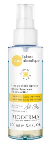 Купить Bioderma Lipo спиртовой двухфазный уход обеззараживание и увлажнение кожи рук 100 мл цена