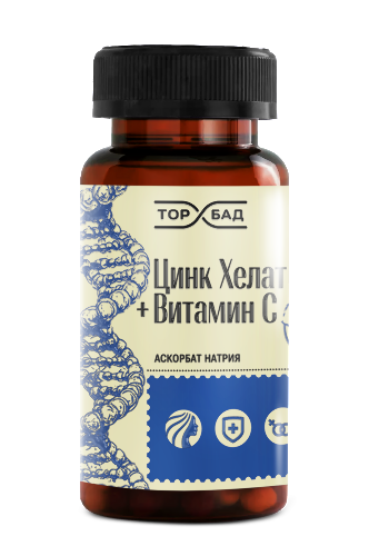 Купить Торбад цинк хелат с витамином с (аскорбат натрия) 60 шт. капсулы массой 500 мг цена
