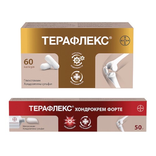 Набор со скидкой! ТЕРАФЛЕКС ХОНДРОКРЕМ ФОРТЕ 1%+5% 50,0 крем + ТЕРАФЛЕКС 60 капс