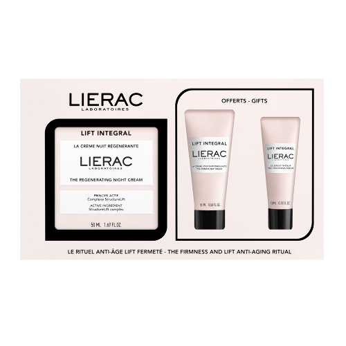 Lierac набор lift integral/крем-лифтинг восстанавливающий ночной 50 мл+крем-лифтинг укрепляющий дневной 15 мл+сыворотка-лифтинг д/лица 10 мл/