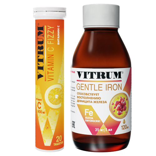 Набор Витрум Легкодоступное Железо и Витрум витамин С шипучий по специальной цене