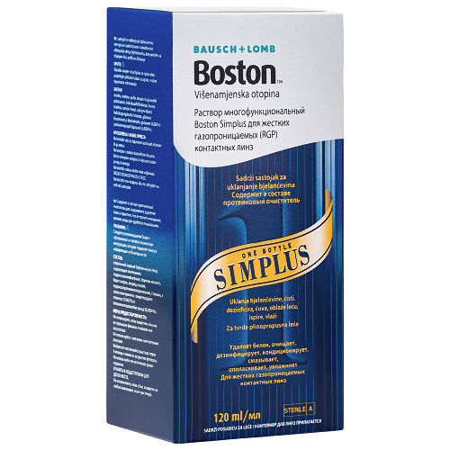 Bausch&lomb раствор многофункциональный boston simplus для жестких газопроницаемых контактных линз 120 мл