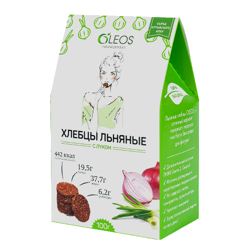 Oleos хлебцы льняные с луком 100 гр