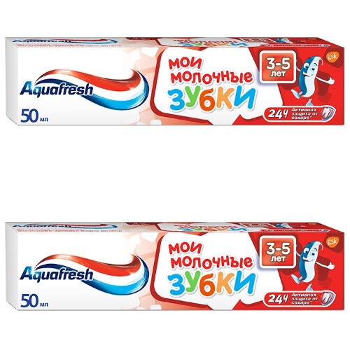 Набор Аквафреш зубная паста Мои молочные зубки 50мл/ 3-5лет со скидкой 50% на вторую упаковку