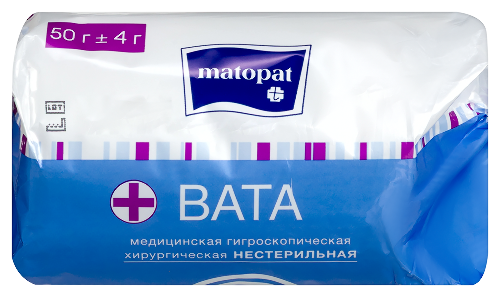 Matopat вата хирургическая нестерильная рулон 50 гр