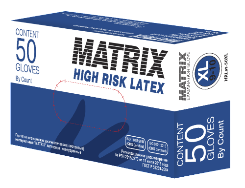 Перчатки смотровые matrix High Risk латексные нестерильные неопудренные текстурированные xl 25 пар
