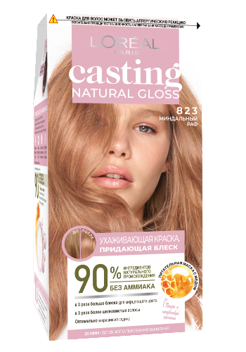 Купить Loreal paris casting natural gloss краска ухаживающая для волос в наборе оттенок 823/миндальный раф/ цена