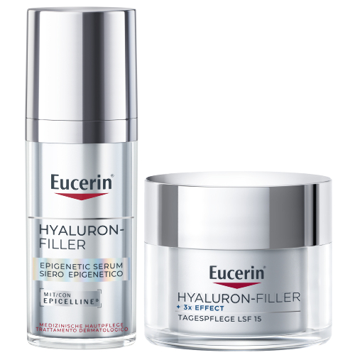 Набор EUCERIN HYALURON-FILLER: КРЕМ ДЛЯ ДНЕВНОГО УХОДА ЗА СУХОЙ ЧУВСТВИТЕЛЬНОЙ КОЖЕЙ SPF15 50МЛ + СЫВОРОТКА ЭПИГЕНЕТИЧЕСКАЯ АНТИВОЗРАСТНАЯ 30МЛ