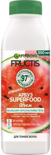 Купить Garnier fructis бальзам-ополаскиватель д/тонких волос арбуз superfood объем 350 мл цена