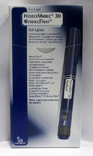 Купить Новомикс 30 флекспен 100 МЕ/мл 5 шт. шприц-ручка 3 мл цена