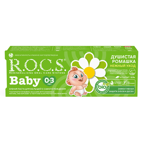 Rocs baby зубная паста душистая ромашка 45 гр