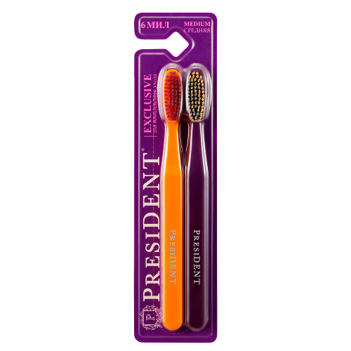 President зубная щетка exclusive 2 шт./средняя