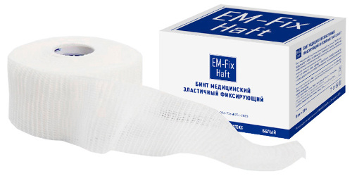 Бинт медицинский эластичный фиксирующий когезивный em-fix haft 8 смх20 м/белый