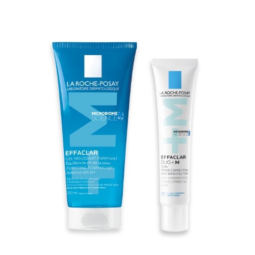 Набор LA ROCHE-POSAY EFFACLAR: очищающий гель для жирной чувствительной кожи 200мл + DUO+M корректирующий крем-гель тройной