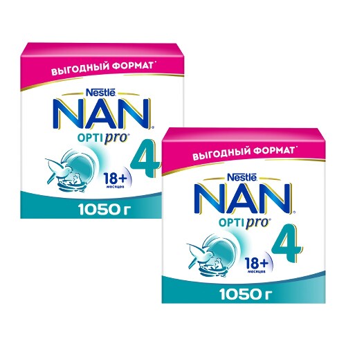 Набор из 2уп NAN 4 OPTIPRO С ОЛИГОСАХАРИДАМИ 2FL И ПРОБИОТИКАМИ B LACTIS НАПИТОК МОЛОЧ СУХОЙ 1050,0 со скидкой