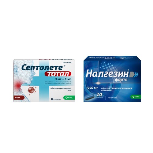 Набор СЕПТОЛЕТЕ ТОТАЛ № 16 кола + НАЛГЕЗИН ФОРТЕ таб. п/о 550 мг №20