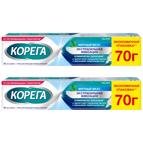 Набор из 2-х уп Корега крем д/фиксации зубных протезов мятный вкус 70,0