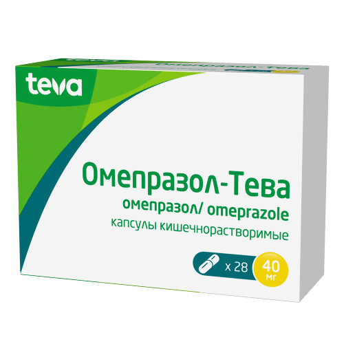 Омепразол-тева 40 мг 28 шт. капсулы кишечнорастворимые