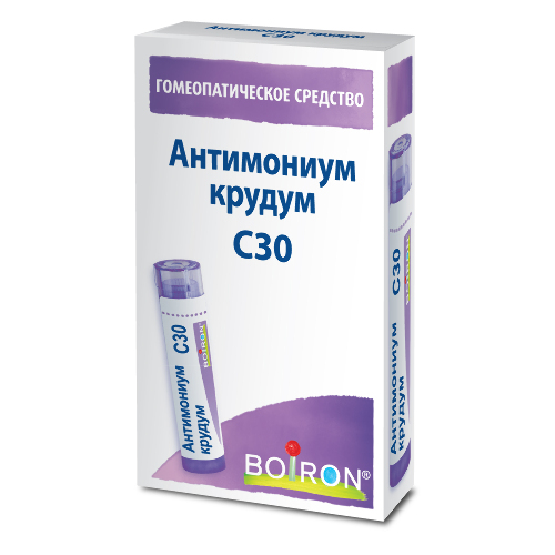 Купить Антимониум крудум c30 гомеопатический монокомпонентный препарат минерально-химического происхождения 4 гр гранулы гомеопатические цена