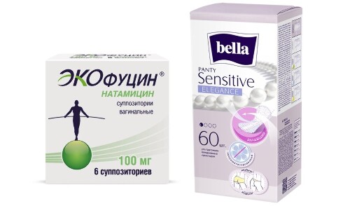 Набор Экофуцин 100мг 6шт.  супп ваг + Bella прокладки ежедневные Panty sensitive elegance №60 со скидкой