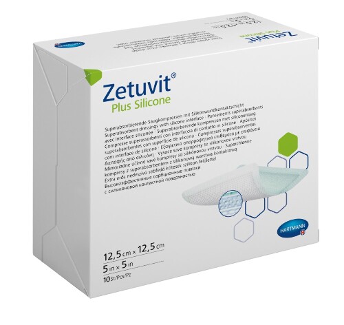 ПОВЯЗКА СУПЕРАБСОРБИРУЮЩАЯ С КОНТАКТНЫМ СЛОЕМ ИЗ СИЛИКОНА СТЕРИЛЬНАЯ ZETUVIT PLUS SILICONE