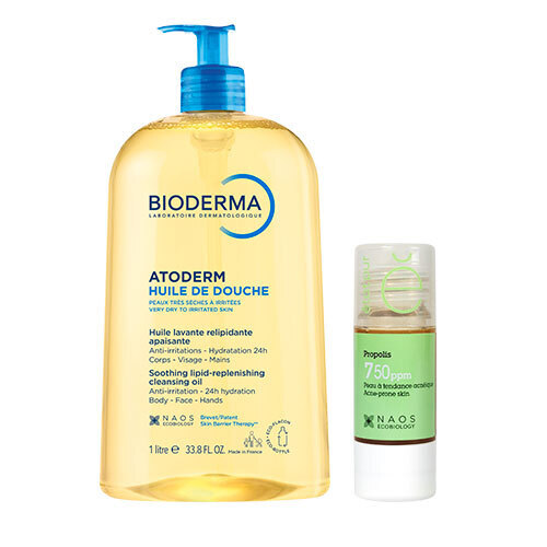 Набор Bioderma Atoderm Масло Для Душа 1000мл + Etat Pur Сыворотка С Прополисом 15мл