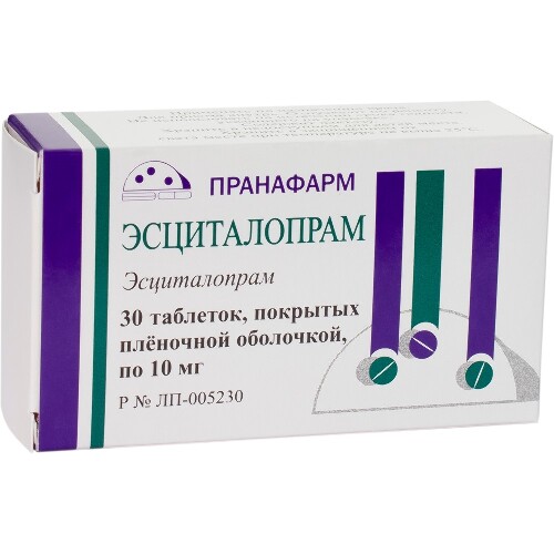 Купить Эсциталопрам 10 мг 30 шт. таблетки, покрытые пленочной оболочкой цена