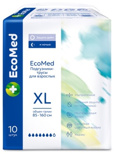 Ecomed подгузники-трусы для взрослых xl 10 шт.