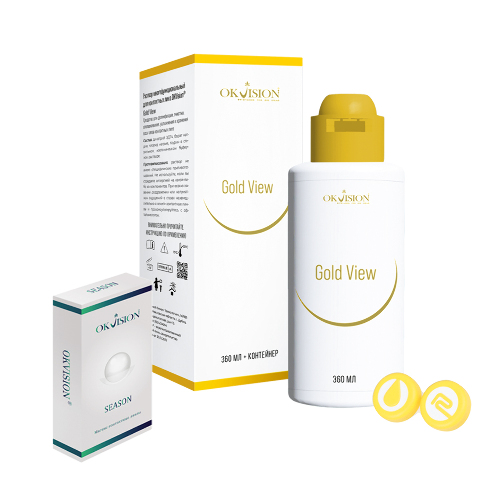 Набор OKVISION SEASON 8,6/14,0 N2/-1,75/ мягкие линзы + OKVISION GOLD VIEW 360 мл р-р д/ухода за линзами