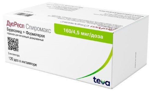 Дуоресп спиромакс 160/4,5 мкг/доза 120 доз порошок для ингаляций дозированный 3 шт.