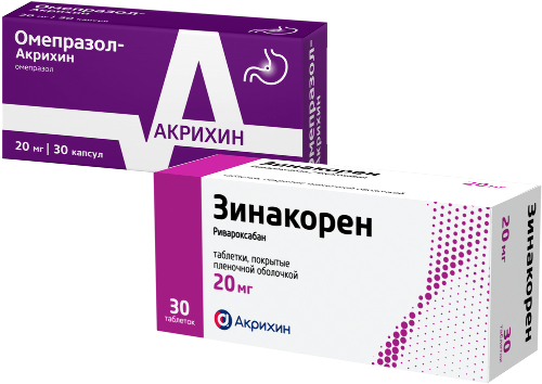 НАБОР ЗИНАКОРЕН 0,02 N30 ТАБЛ П/ПЛЕН/ОБОЛОЧ + ОМЕПРАЗОЛ-АКРИХИН 0,02 N30 КАПС КИШЕЧНОРАСТВО закажи со скидкой 10%
