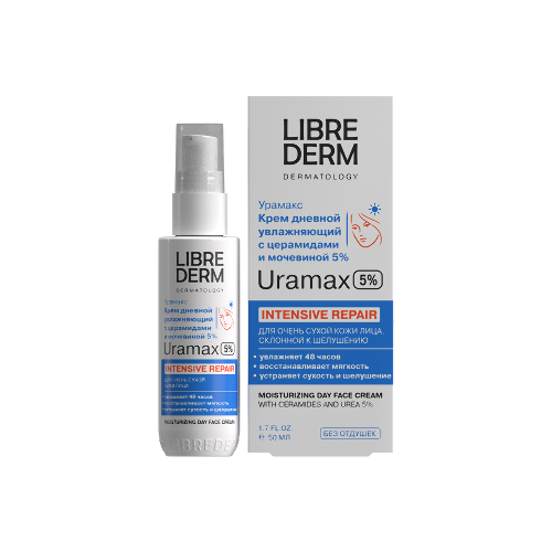 Либридерм uramax крем для лица дневной увлажняющий с церамидами и мочевиной 5% 50 мл