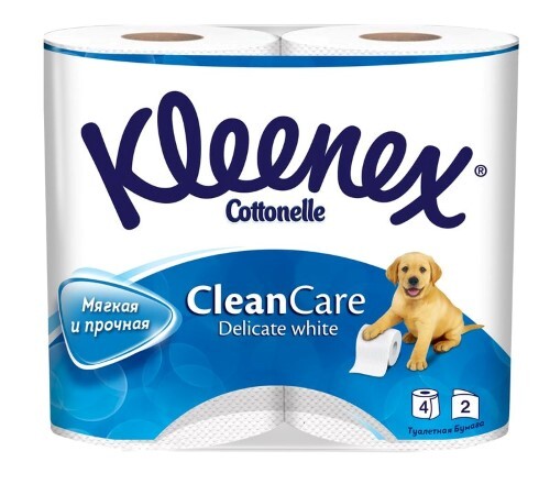 Kleenex clean care delicate white туалетная бумага двухслойная 4 шт.