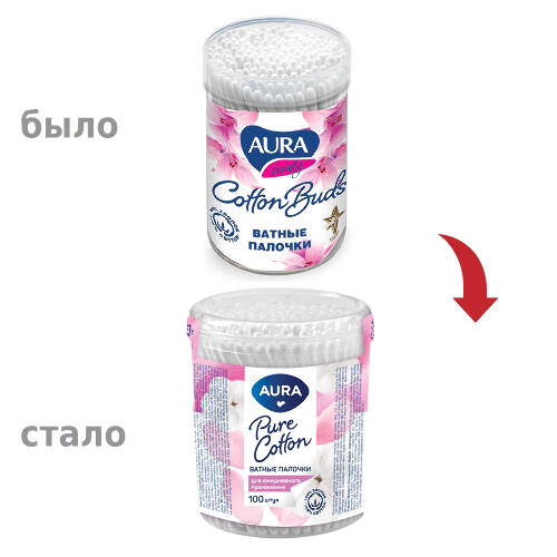 Aura ватные палочки 100 шт./стакан/