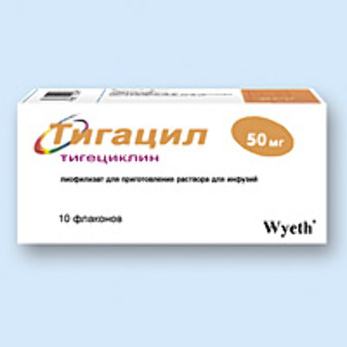 Купить Тигацил 50 мг 10 шт. флакон лиофилизат для раствора для инфузий цена