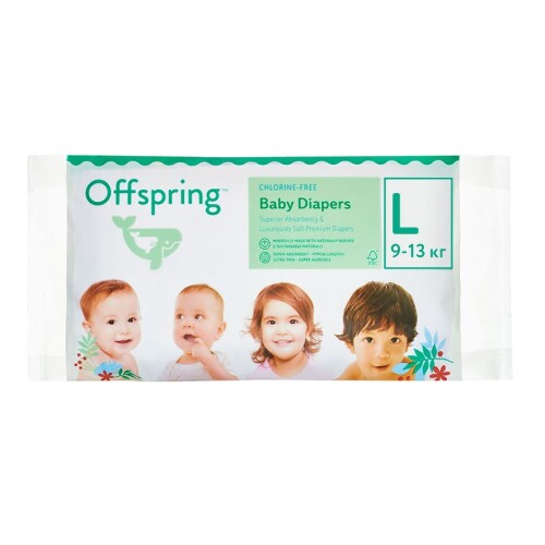 Купить Offspring подгузники детские l/9-13 кг 3 шт./ 3 расцветки цена
