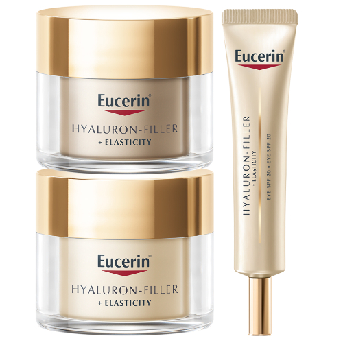 Набор EUCERIN HYALURON-FILLER+ELASTICITY: КРЕМ Д/ЛИЦА ПРОТИВ ПИГМЕНТАЦИИ АНТИВОЗ ДНЕВНОЙ SPF15 50МЛ + КРЕМ Д/ЛИЦА ПРОТИВ ПИГМЕНТАЦИИ НОЧНОЙ АНТИВОЗРАСТНОЙ 50МЛ + КРЕМ Д/КОЖИ ВОКРУГ ГЛАЗ АНТИВОЗРАСТНОЙ SPF20 15МЛ