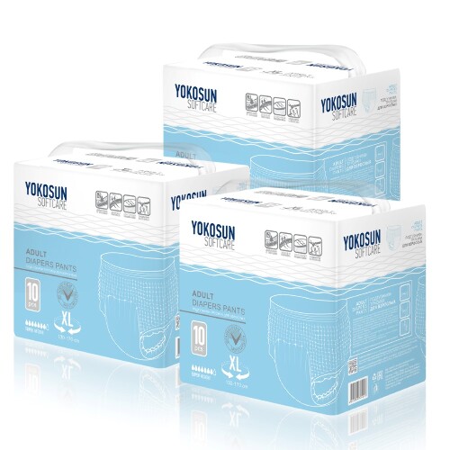 Набор YOKOSUN для взрослых: 3 упаковки Подгузники-трусы для взрослых размер XL 10 шт.